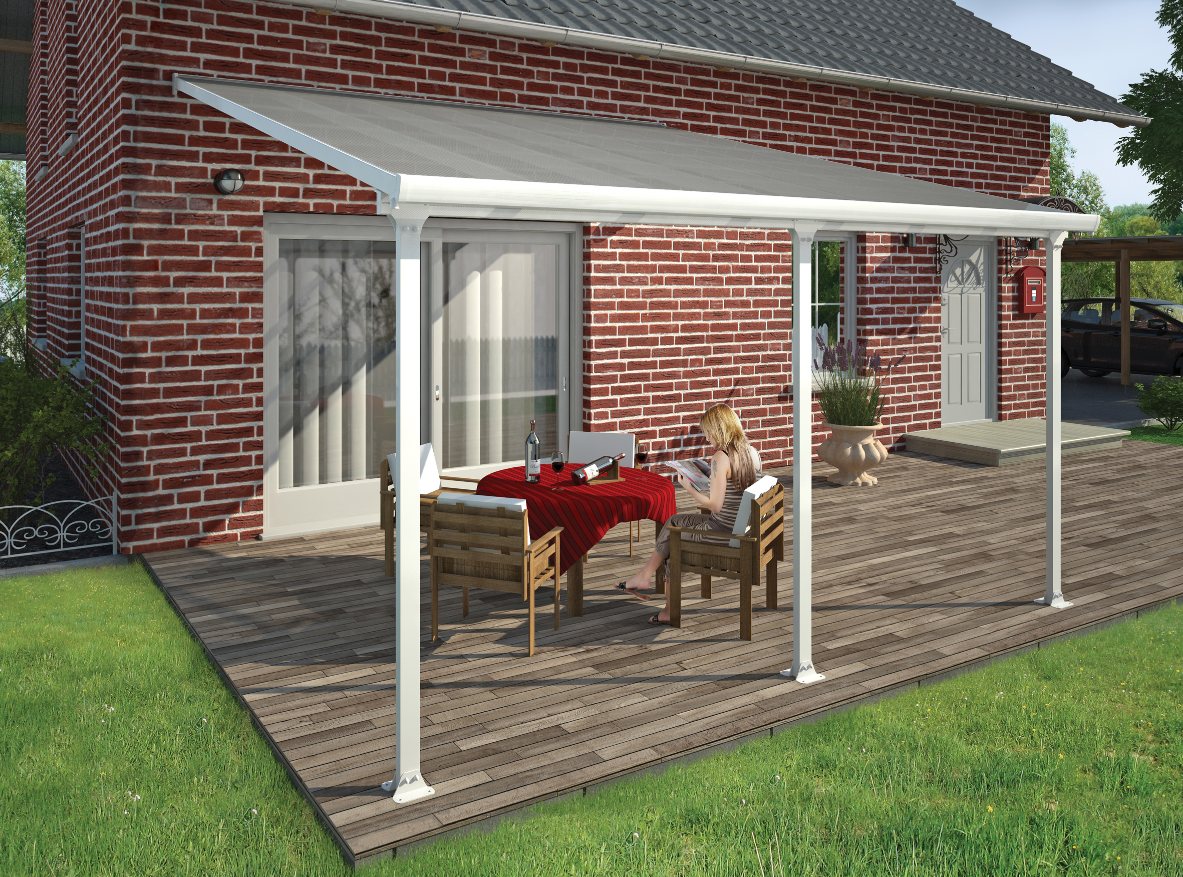 Palram Feria Patio 4000 White Clear 4m x 4.2m x 2.1m Just Rite Store