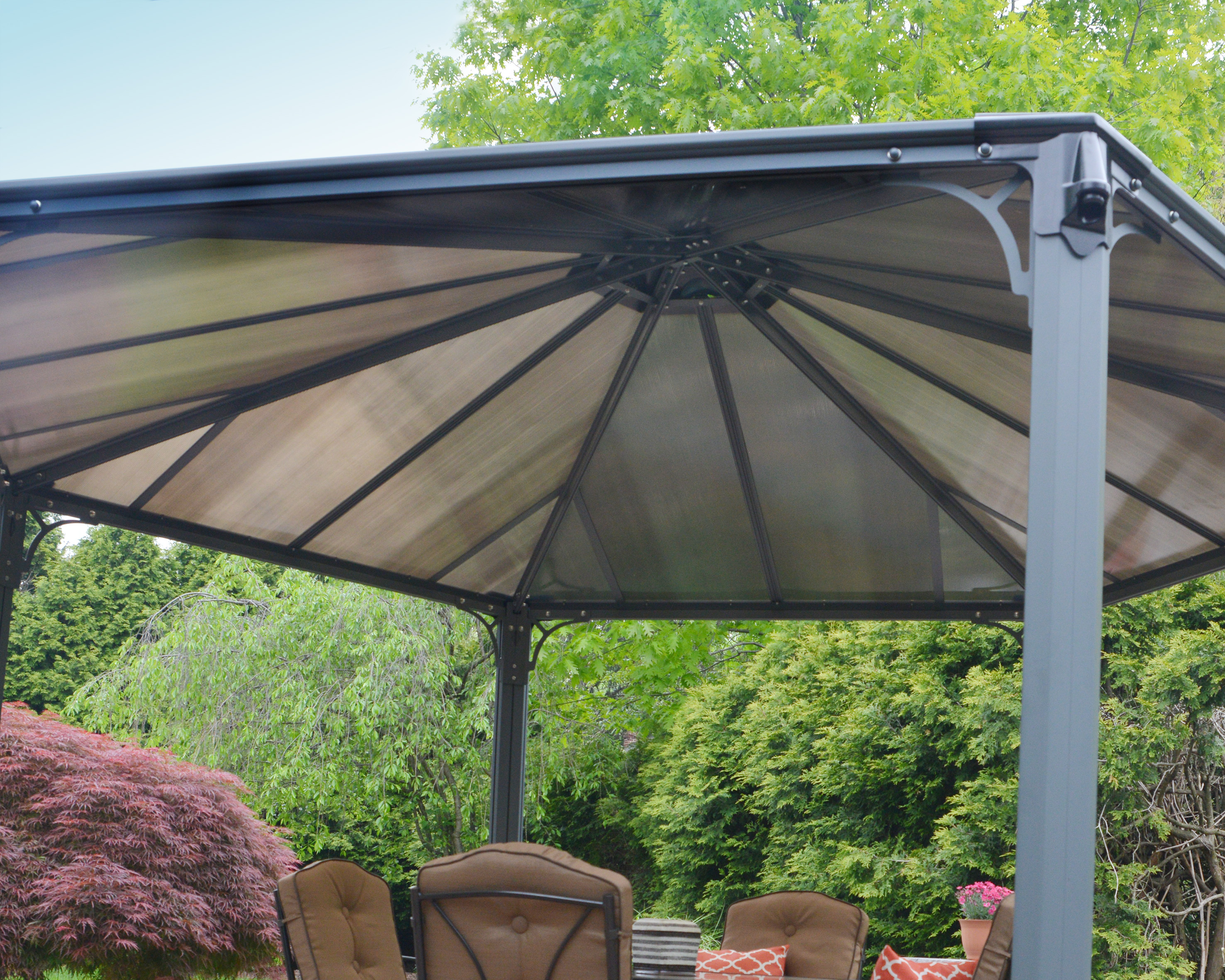 Palram Gazebo Monaco Hex Gray Gray 3.9m x 4.5m x 2.1m Just Rite Store